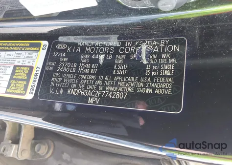 2015 Kia Sportage Lx from USA, damaged, VIN KNDPB3AC2F7742807